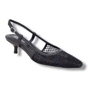 Elegant Black Mesh Slingback Heels